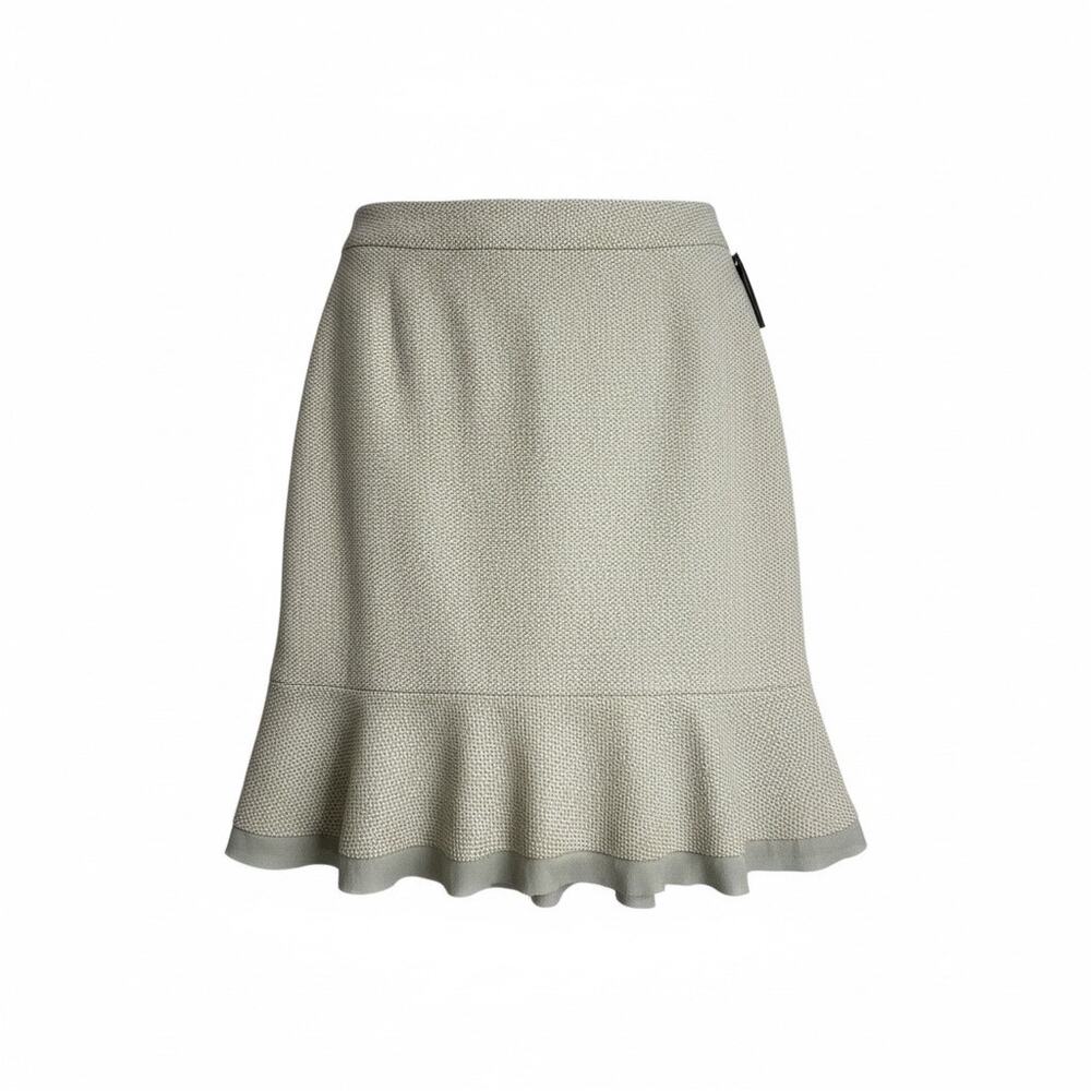 Versailles Women’s Woven Pencil Skirt Green Raw Hem Size 14 NWT
